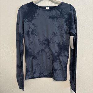 NWT Zella Top Womens M Navy Eclipse Tie Dye Compression Seamless active wear